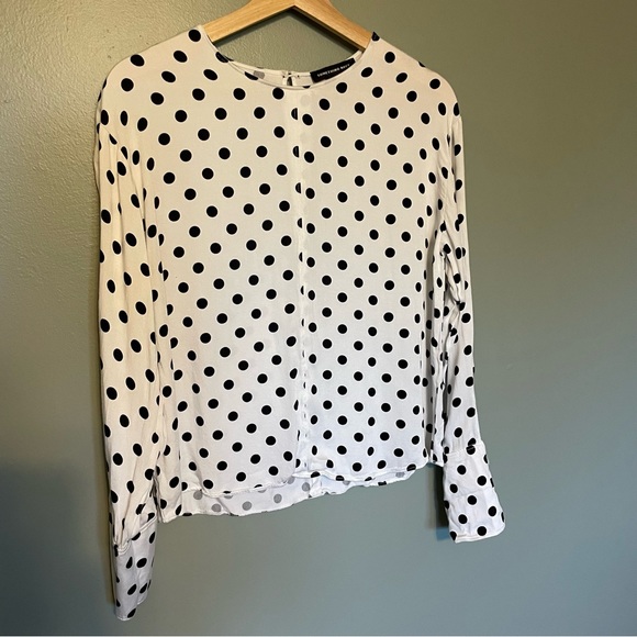 Something Navy Black/White Polka Dot Pullover Blouse Size Small - Picture 3 of 7